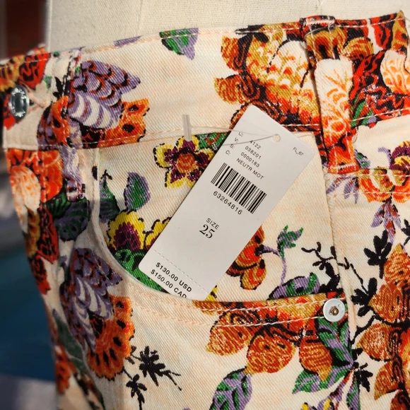 Anthropologie Pilcro The Cigarette Slim Floral Print Jeans Sz 25 NWT - Picture 9 of 16